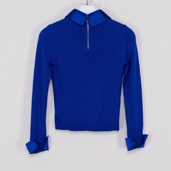 Alice and Olivia Women Porla Collared Sweater Royal Blue Size XS - Picture 4 of 9